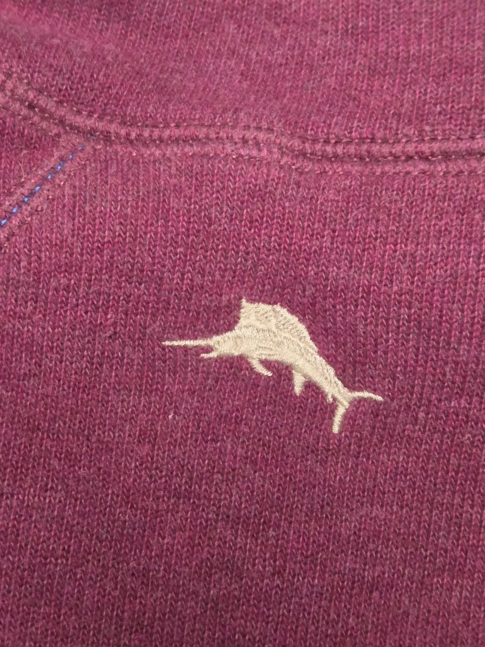 Tommy Bahama Men's Half-Zip Sweatshirt in Berry with Cream Trim